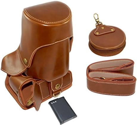 Full Protection Bottom Opening Version Protective PU Leather Camera Case Bag with Tripod Design Compatible For Canon EOS 80D with Shoulder Neck Strap Belt and Storage Card Case Brown