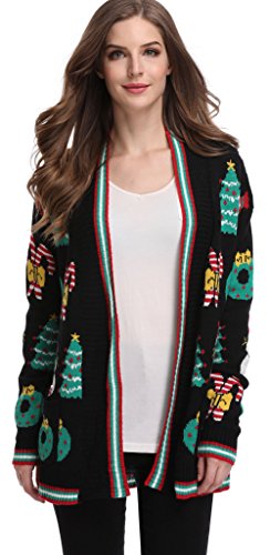 For G and PL Xmas Women Knits Santa Cosplay Pullover Ugly Christmas Longsleeve Winter Loose Sweatshirt Cardigan Sweater Black S