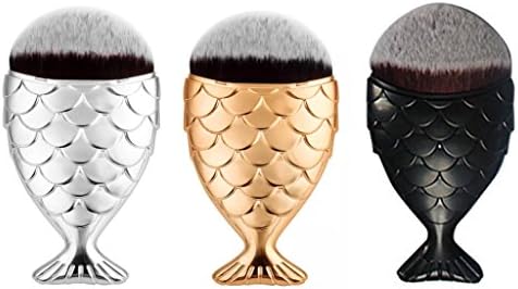 Set of 3 Chubby Mermaid Goldfish Foundation Makeup Brush for Contouring, foundation, blush, and applying liquid creams (Set of 3)