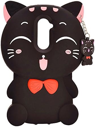 ZTE Carry Z981 Case,ZTE ZMAX Pro Case,zhimin 3D Black Lucky Fortune Cat with Cute Bow Tie Silicone Rubber Phone Case Cover for Zte Zmax Pro Cases Z981