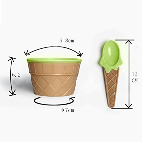 LANGMAN Direct Ice Cream Cups with Spoons - Plastic Dessert Cups - Sundae Frozen Yogurt Bowls Pack (Green) - Thumbnail 2