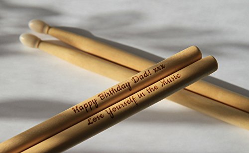 Personalized drum sticks 5A, maple wood, laser engraved gift - Thumbnail 3