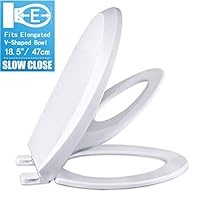 CROWNSTARQI Slow Close Elongated Bowl White Toilet Seat for Adult/Toddler Magnetic Stay Tight No Slam