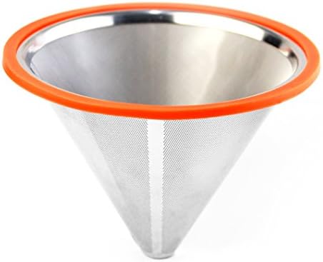 Pour Over Coffee Filter, XIYIXIFI Paperless and Reusable Coffee Dripper with Double Layered Filter, High Grade Stainless Steel (304) Cone Filter for Chemex, Hario V60 and Other Pour Over Coffee Maker