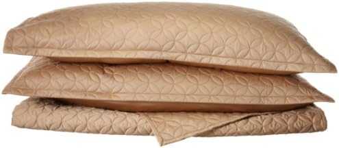 Tuscany Fine Linens Livorno Beechwood Modal Quilted Coverlet Set, Olive Gold, King Oversized