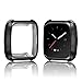 Lilycase Compatible for Fitbit Versa Case, Scratch-Resistant Soft Flexible TPU Plated Lightweight Protective Protector Bumper Shell Cover Compatible for Fitbit Versa SmartWatch (Black)