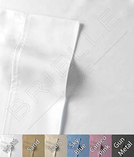 Brielle 510 Count 100-Percent Rayon Bamboo Sateen Premium Sheet Set, California King, White