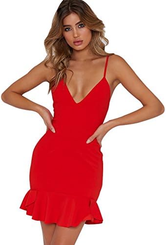 Hengzhi Women's Spaghetti Strap Bodycon Sleeveless Backless Velvet Sexy Short Club Dress