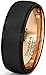 Mens Wedding Band Two Tone Black Rose Gold Tungsten Ring Brushed Center Step Edge 8mm Comfort Fit
