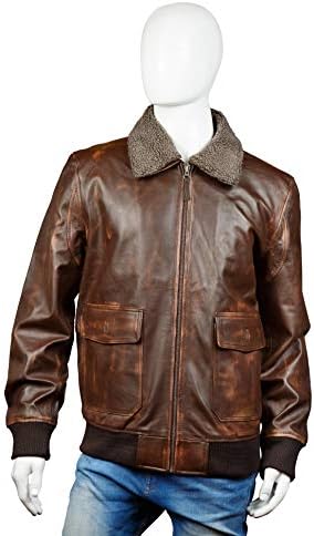Aviator G-1 Flight Bomber Jacket in Real Genuine Leather with a Distress Finish