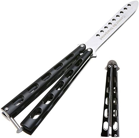 WillBest Mayitr New Portable Butterfly Style Balisong Trainer Stainless Steel Dull Blade Practice Tool Gold/Black/Blue