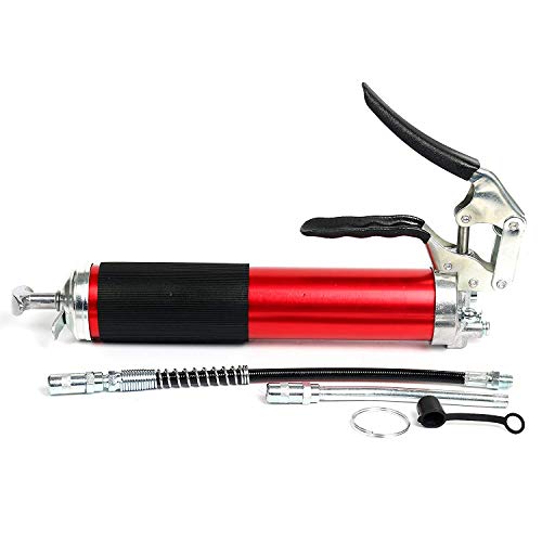 YaeTek 4500 PSI Heavy Duty Pistol Grip Style Grease Gun, Aluminum Anodized Canister with 12" Flex Hose and 6'' Rigid Extension