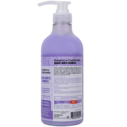 All Natural, Hypoallergenic | Whitening Shampoo + Conditioner with Aloe Vera | Antibacterial | pH Balanced | Tear Free | Detangler & Moisturizer | Odor Eliminator | Grooming Quality