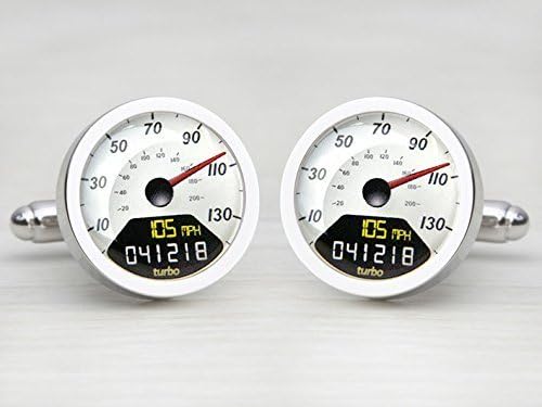 Digital White Personalized Speedometer Cufflinks