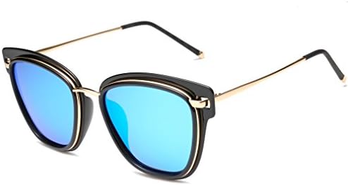 2018 New Cat Eye Sunglasses Street Fashion Polarized Ladies Glasses (Black Frame Blue Lens)