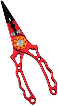 MYGYSJK Portable, Durable, Easy to Use Aluminium Alloy Fishing Lure Plier Split Ring Cutter Scissor with Sheath Lanyard - Red