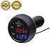 Car USB Charger 2.1A,Thermometer,Battery Monitor Voltmeter,Calendar Datetime Clock Display (12V Use,Fahrenheit Display)