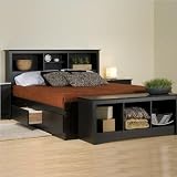 Prepac Sonoma King Bookcase Platform Storage Bed in Black