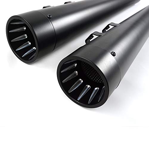 SHARKROAD 1718BB Megaphone 4" Slip-on Mufflers Exhaust For Harley Touring Bagger 2017-UP Black