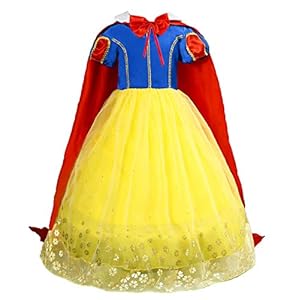 Le SSara meisjeskostuum prinses sneeuwwitje toverfee, verkleedjurk met cape, voor verkleedfeestje