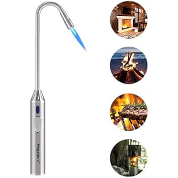 Torch Lighter Butane Gas Lighter Jet Flame Flexible Long Neck Refillable Fire Lighter for Grill Gas Hob Stove Oven Wood Fireplace BBQ Camping Gas Fire Pit Fire Pot Metal Lighter(Butane Not Included)