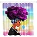 Raymall Shower Curtain African American Woman Afro Lady with Purple Hair Black 72x72 Inches Waterproof Fabric Polyester with Hooks for Bathroom Decor (Multi2-woman)