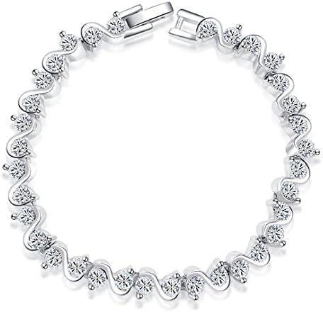 Waves of Beauty Genuine Austrian Crystal Studded Sterling Silver Bracelet for Girls and Women (SSBR0966)