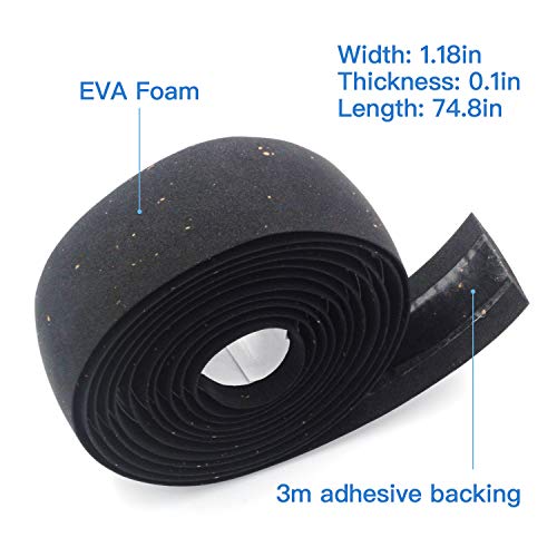 EVA Road Bike Handlebar Tapes, Bicycle Bar Tape, Cycling Handle Wraps â€“ 2 Rolls per Set (Black)