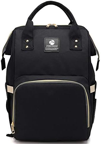 Oxford & Polyester Backpack Large Capacity & Sewing Thread & Soft Surface & Hardwearing & mom Bag & Waterproof Solid (Black, Large Size 410x250x170mm)