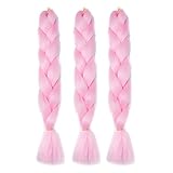 CXYP 24 Inch Synthetic Braiding Hair 3pcs/lot Afro Jumbo Braiding Hair Extensions 100g/pc Kanekalon Fiber for Twist Braiding Hair (pink)