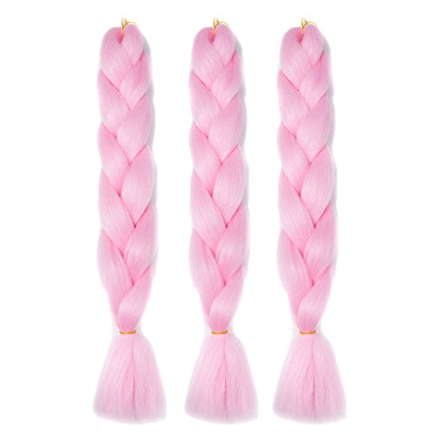 CXYP 24 Inch Synthetic Braiding Hair 3pcs/lot Afro Jumbo Braiding Hair Extensions 100g/pc Kanekalon Fiber for Twist Braiding Hair (pink)