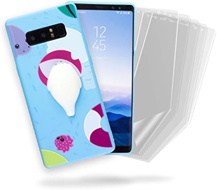 3D Squishy Blue Soft Silicone Smiley Face Cloud Jumbo Fidget Toy TPU Full Body Protective Case for Samsung Galaxy Note 8 (Bonus 5 pack Clear Anti-Scratch TPU Film Screen Protectors) by SkylerShield