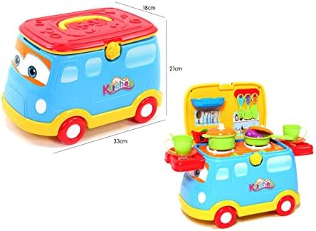 KOOLTOYS - Kitchen Vehicle. Baby Trolley + Pretend and Play Kitchen Cooking Set 2 in 1. With Music and Lights. Best for 3+. Toys for boys and girls (kitchen vehicle - blue)