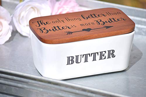 Butter Dish - Farmhouse Kitchen Decor - Funny Butter Dish - Butter Dish With Lid - Covered Butter Dish - Holiday Gifts Porcelain Butter Dish
