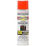 Rust-Oleum 266590 Professional 2X Fluorescent Red Orange Marking Spray Paint, 15-Ounce - 6 Pack