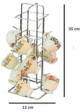 Garg Coffee Cup Stand | Steel Cup Stand | Mug Holder | Steel Stand - 12 Hooks
