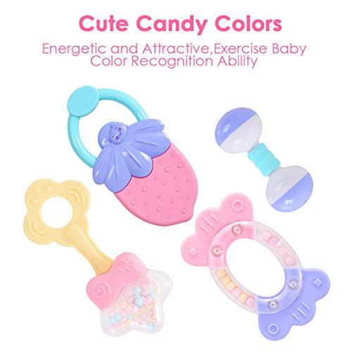 image for HAHA Baby 8pcs Rattles Teethers Set Grab and Spin Shaking Bell Rattle 
