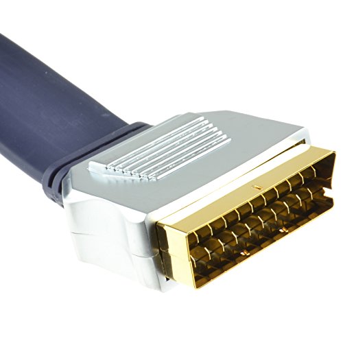 Kenable PURE OFC HQ Scart Cable FLAT Lead Metal Ends 1.5m (~5 feet)