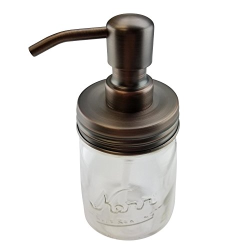 Nighthawk 2 Pack Oil Rubbed Bronze Mason Jar Soap/Lotion Dispenser with Matching Lid | Rust Proof Made of Stainless Steel | Bathroom/Kitchen Accessories - (Jars Not Included)