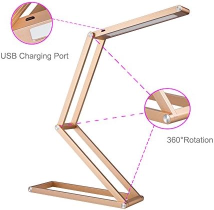 V-5 3W 21-LED 5500-6000K Pure White Light Step-less Dimmable Multifunctional Eye-protection Led Desk Lamp (Gold)
