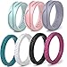 Rinfit Silicone Rings for Women 6mm Wide, 2mm Thick - Rubber Wedding Bands Women - 4Love Collection Patented Design - Pack AJ, Size 5