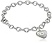 Amazon Collection Sterling Silver Pre-Teen Diamond Stamped Heart Charm Bracelet, 6.75