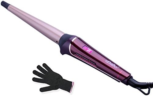 Curling Iron 1-1/2 inch Hair Curling Wand with Tourmaline Ceramic Technology LCD Display Temperature Control (230 °F to 410 °F - For All Types of Hair), with heat resistant glove and 2 Hair Clips