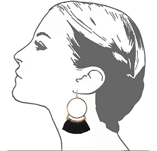 Fan Tassel Hoop Earrings Fish Hook Earring for Daily Wear, Wedding, Party etc