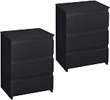 Yaheetech Bedside Tables Set of 2 with 3 Drawers Modern Nightstand Black view 1