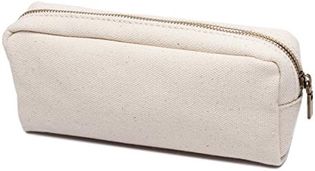 Karitco Plain Canvas Pencil Case with Brass Zipper 7.3 x 3 Inch (Canvas Beige)