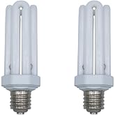 Lumenivo 65W CFL Bulb E39 Mogul Base Fluorescent Bulb 300W 6500K - 2 Pack | Incandescent Equivalent CFL Quad Tube 4U 65W for Security Lighting Fixtures Daylight