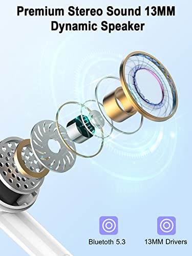 Bluetoth Kopfhörer In Ear, GCBIG Kopfhörer Kabellos Bluetoth 5.3, Kabellose Kopfhörer HiFi Stereo Sound, In Ear Ohrhörer mit 4 Mics, 25 std Spielzeit, IP7 Wasserdicht, USB-C, LED Digitalanzeige