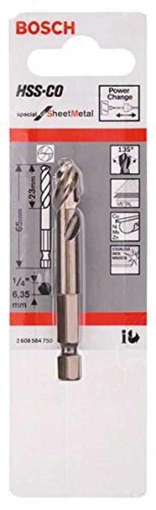 Bosch 2608584750 Sheet Metal Pilot Drill Bit with 1/4-Inch Hex Shank