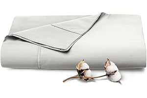 Pizuna Pure 100% Cotton Flat Sheets Only Full Off White (1 PC), Luxurious 400 Thread Count Long Staple Cotton Sateen with 4inch Hem (Combed Full Flat Sheet Only Cotton)